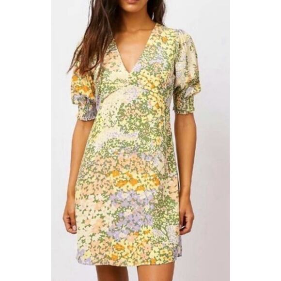 Rails Womens small Gardenia feminine romantic Roma Puff Sleeve A-Line Mini Dress - Picture 1 of 13